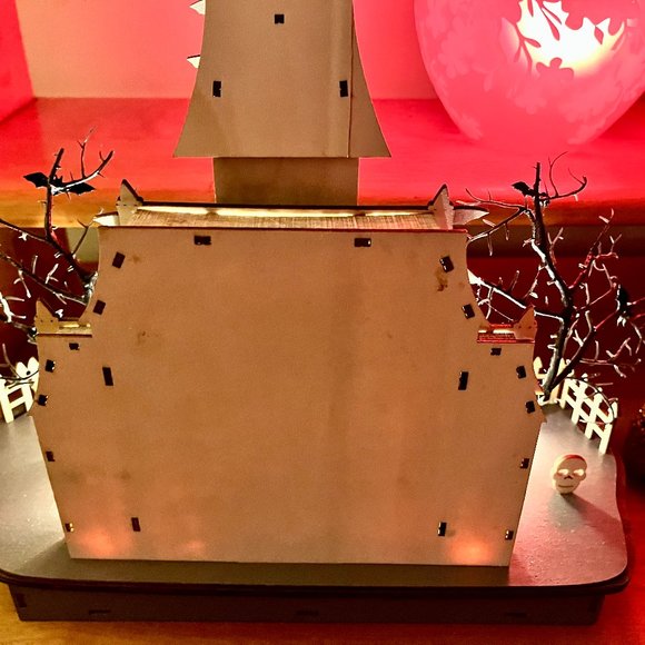 WORLD MARKET HALLOWEEN Laser Cut Wood Midnight Mansion LED Light Up Décor NWT - Picture 5 of 12